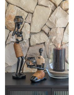 Bougie cylindrique marron/noir L -72H 2