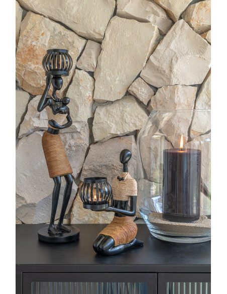 Bougie cylindrique marron/noir L -72H