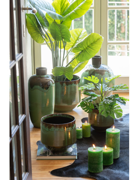 Bougie cylindrique lumière verte XL -110H