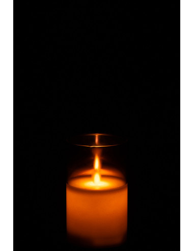 Lampe LED en verre marron brillant petite