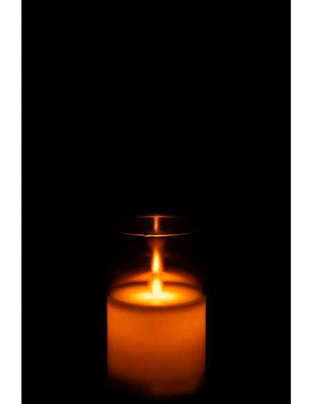 Lampe LED en verre marron brillant petite