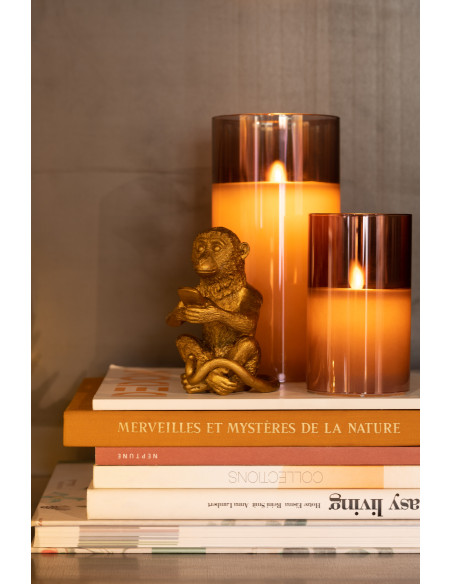 Lampe LED en verre marron brillant petite