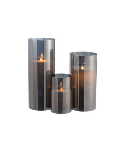 Lampe à LED en verre gris brillant de grande taille