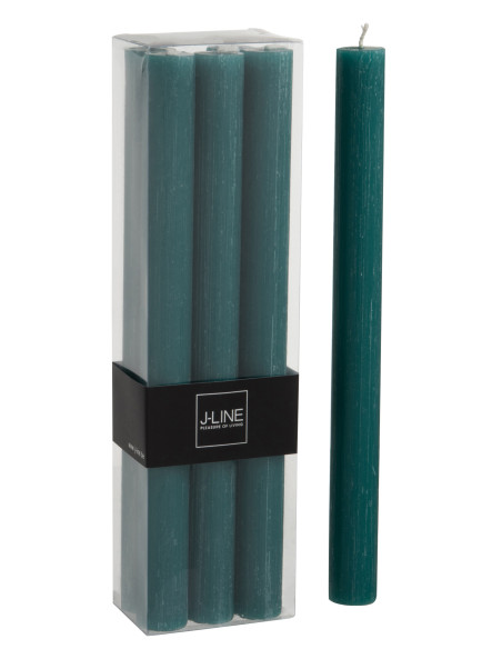 Boîte de 6 bougies de table vert foncé -13H