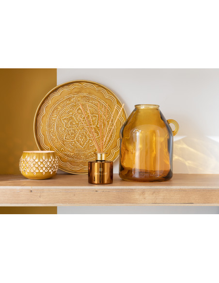 Poignée de vase en verre cylindre ocre petit Poignée de vase en verre cylindre ocre petit