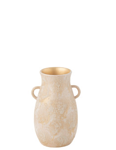 Vase Amphore en Terre Cuite Rose Or de Taille Moyenne