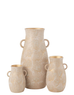 Vase Amphore en Terre Cuite Rose Doré Grand 2