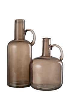 Vase cylindre 1 poignée en verre gris 2