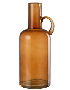 Vase cylindre 1 poignée en verre marron
