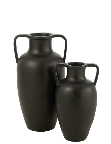 Vase 2 Bras Terre Cuite Noir Grand