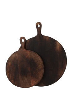 Planche à découper ronde en bois foncé marron large 2