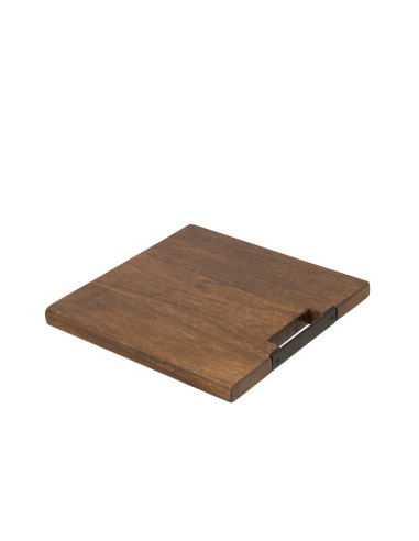 Planche à découper carrée en bois de manguier marron, grande