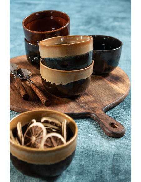 Planche à découper ronde en bois foncé marron large