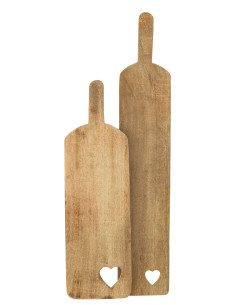 Planche à découper rectangle en bois de manguier en forme de cœur, grande 2