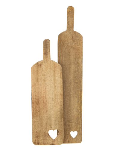 Planche à découper rectangle en bois de manguier en forme de cœur, grande