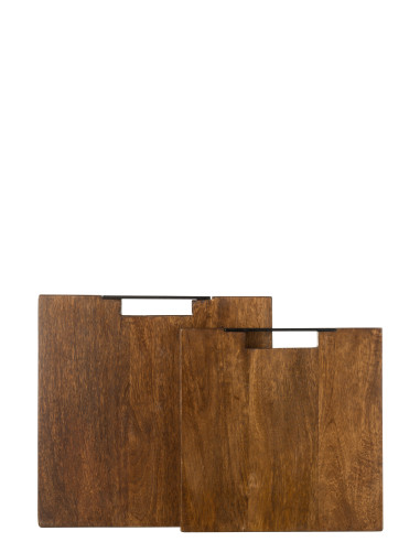 Planche à découper carrée en bois de manguier marron, grande