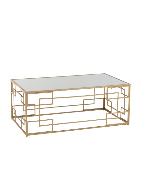 Table basse lignes métal/verre doré Table basse lignes métal/verre doré