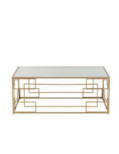 Table basse lignes métal/verre doré 2