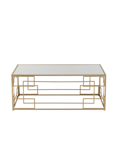 Table basse lignes métal/verre doré