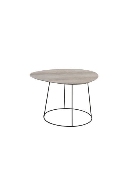 Table basse ovale en MDF/fer déformé naturel/noir petit Table basse ovale en MDF/fer déformé naturel/noir petit