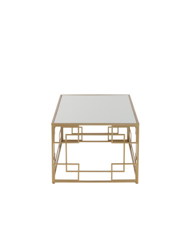 Table basse lignes métal/verre doré