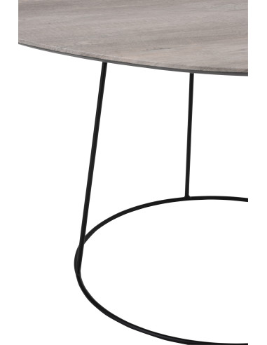 Table basse ovale en MDF/fer déformé naturel/noir petit