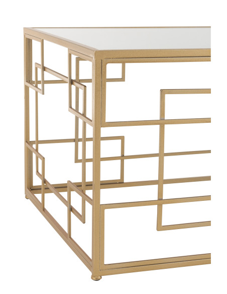 Table basse lignes métal/verre doré Table basse lignes métal/verre doré