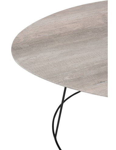 Table basse ovale en MDF/fer déformé naturel/noir petit
