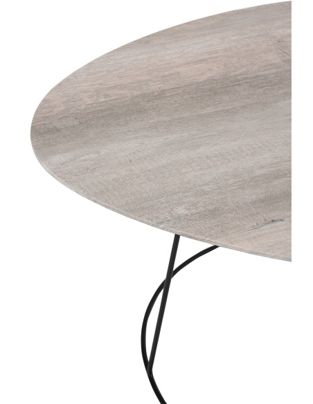 Table basse ovale en MDF/fer déformé naturel/noir petit Table basse ovale en MDF/fer déformé naturel/noir petit