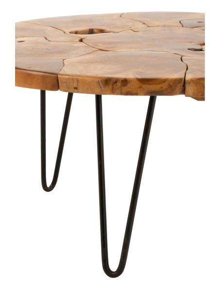 Table basse ronde en teck brun Samuel Table basse ronde en teck brun Samuel