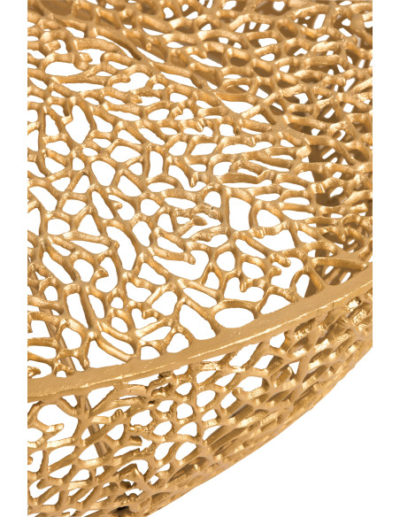 Table basse ronde basse motif corail en aluminium doré Table basse ronde basse motif corail en aluminium doré