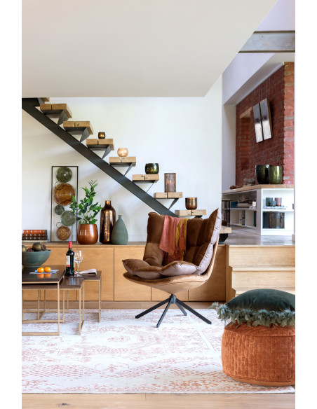 Table basse Rafi 3 parties en fer/bois de manguier doré/marron foncé Table basse Rafi 3 parties en fer/bois de manguier doré/marron foncé