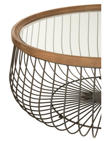 Ensemble de 2 tables basses rondes en métal/verre noir