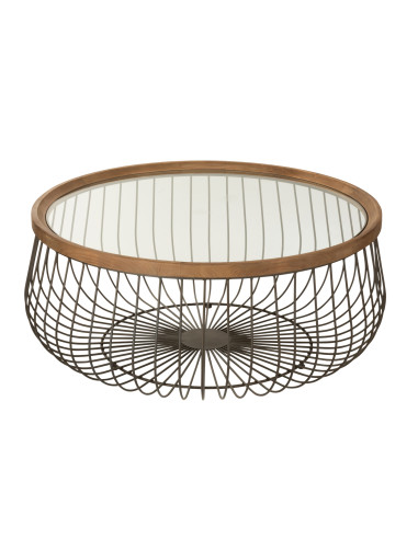 Ensemble de 2 tables basses rondes en métal/verre noir