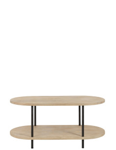 Table basse ovale Eli 2 étagères en bois de manguier/fer naturel/gris 2