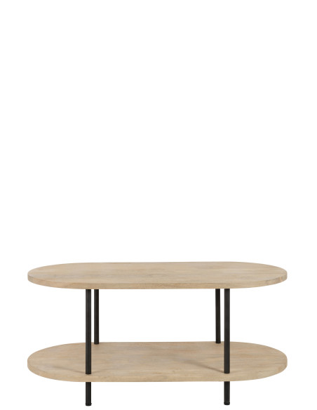 Table basse ovale Eli 2 étagères en bois de manguier/fer naturel/gris Table basse ovale Eli 2 étagères en bois de manguier/fer naturel/gris