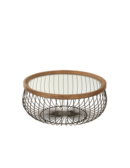 Ensemble de 2 tables basses rondes en métal/verre noir Ensemble de 2 tables basses rondes en métal/verre noir