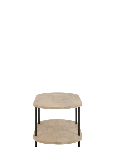 Table basse ovale Eli 2 étagères en bois de manguier/fer naturel/gris Table basse ovale Eli 2 étagères en bois de manguier/fer naturel/gris