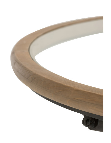 Table ronde en bois/verre marron L Table ronde en bois/verre marron L