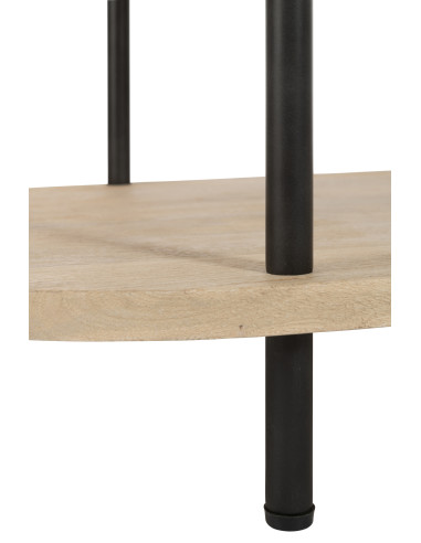 Table basse ovale Eli 2 étagères en bois de manguier/fer naturel/gris