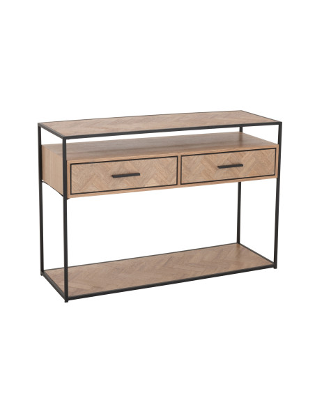 Console Zigzag 2 tiroirs Bois/Métal Naturel/NoirJ-Line Console Zigzag 2 tiroirs Bois/Métal Naturel/NoirJ-Line