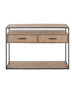 Console Zigzag 2 tiroirs Bois/Métal Naturel/NoirJ-Line 2