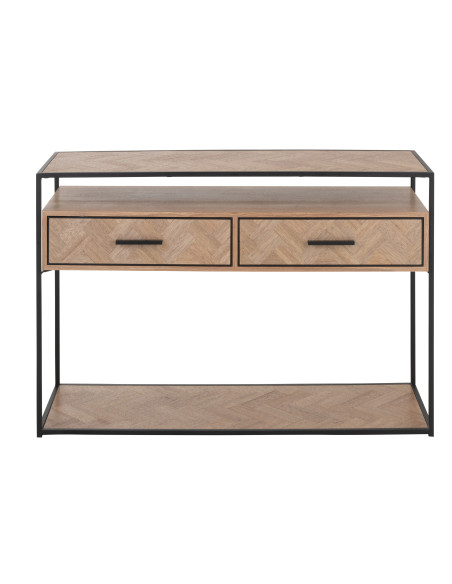Console Zigzag 2 tiroirs Bois/Métal Naturel/NoirJ-Line Console Zigzag 2 tiroirs Bois/Métal Naturel/NoirJ-Line