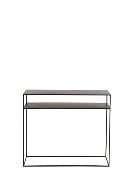 Console Rectangulaire 2 Étagères Métal NoirJ-Line