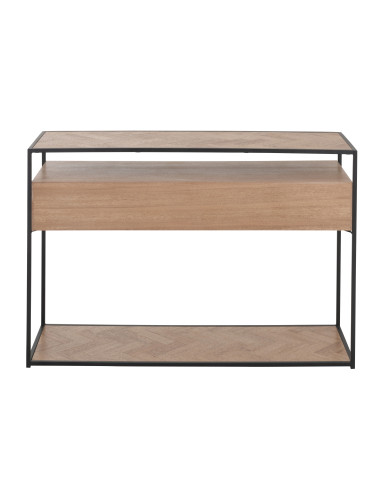 Console Zigzag 2 tiroirs Bois/Métal Naturel/NoirJ-Line
