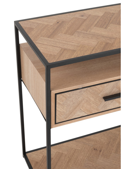 Console Zigzag 2 tiroirs Bois/Métal Naturel/NoirJ-Line Console Zigzag 2 tiroirs Bois/Métal Naturel/NoirJ-Line