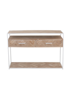 Console Zigzag 2 tiroirs Bois/Métal Naturel/BlancJ-Line 2