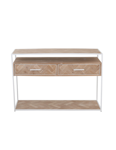 Console Zigzag 2 tiroirs Bois/Métal Naturel/BlancJ-Line Console Zigzag 2 tiroirs Bois/Métal Naturel/BlancJ-Line