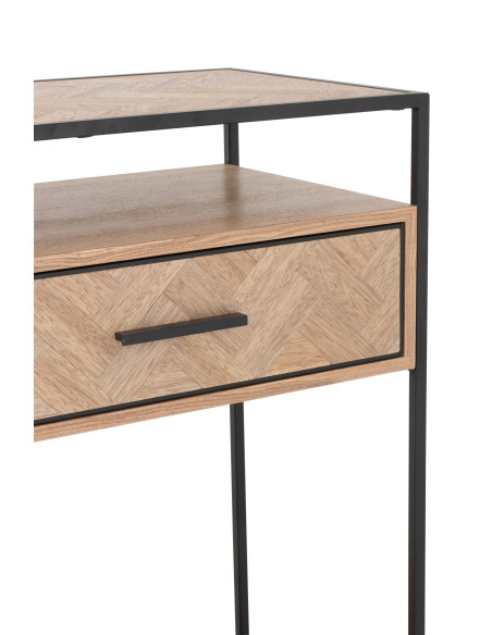 Console Zigzag 2 tiroirs Bois/Métal Naturel/NoirJ-Line Console Zigzag 2 tiroirs Bois/Métal Naturel/NoirJ-Line