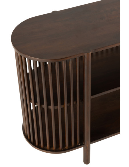 Console 2 étagères Conie en bois de manguier brun foncéJ-Line Console 2 étagères Conie en bois de manguier brun foncéJ-Line